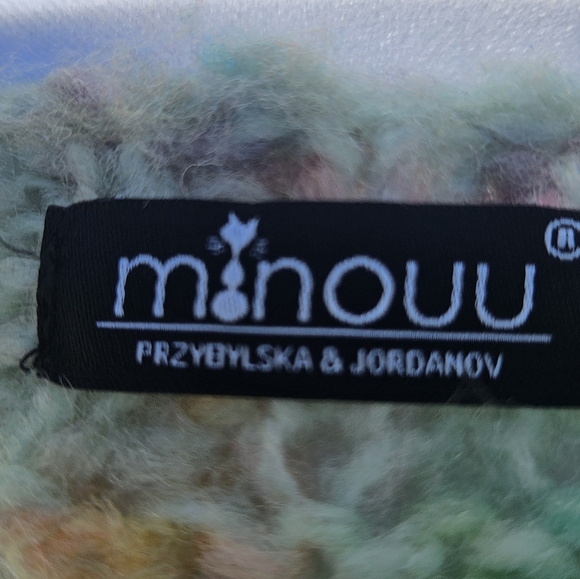 NEW  Cable Knit Cardigan Size M Mint Color Multicolor Pastel Colors Wool Baggy - Picture 7 of 12